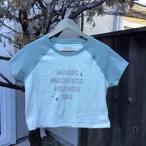 Taylor Swift 1989 Magic Madness Heaven Sin Raglan Crop T Shirt Womens XL